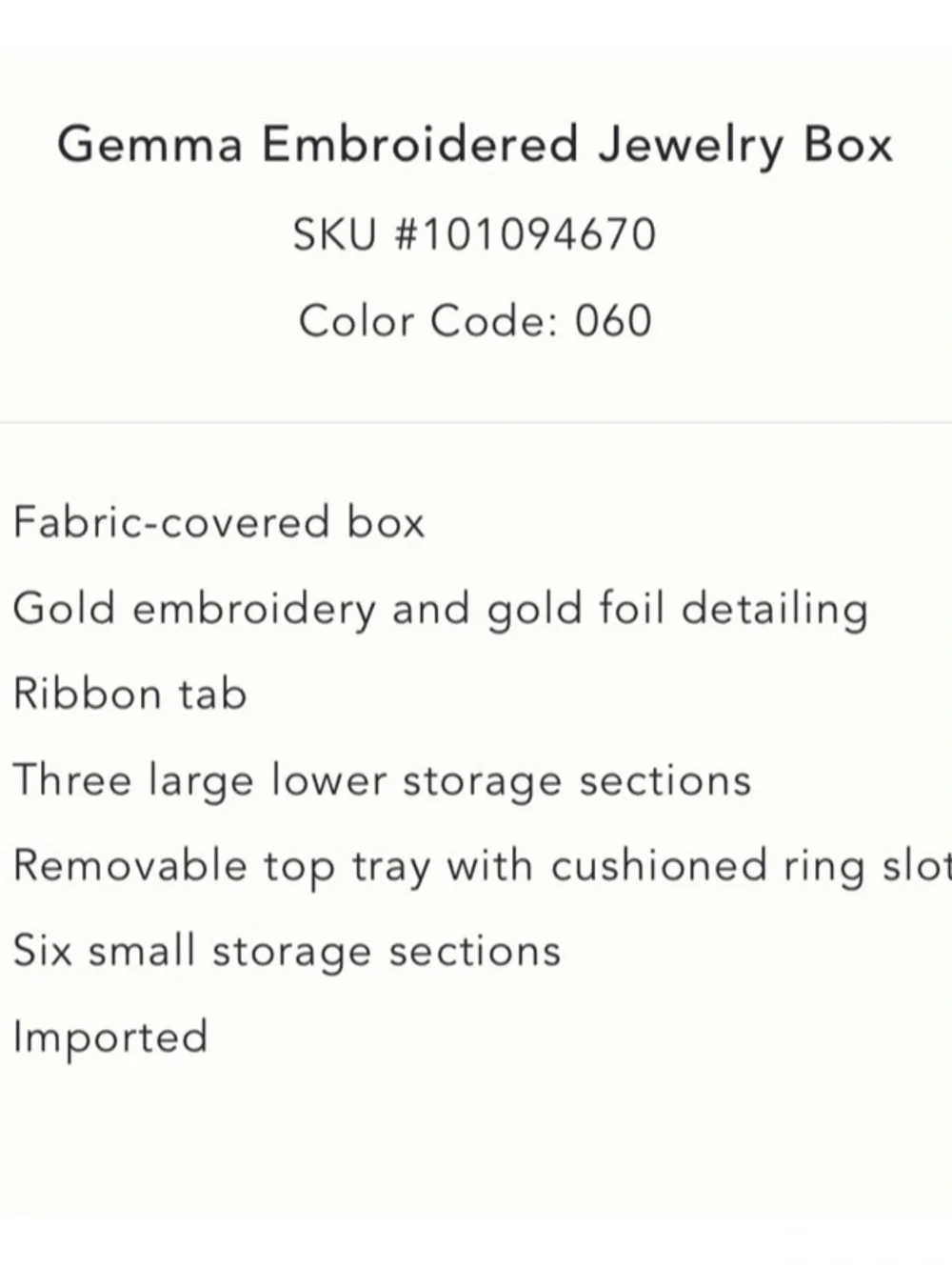 Gemma Embroidered Jewelry Box